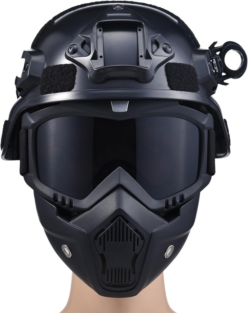 PLOOTA Tactical Airsoft Helmet with Detachable Goggles and Full Face Mask: Military Grade Gear for Paintball and Airsoft - Image 1